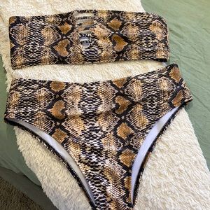 Snakeskin high waisted bikini